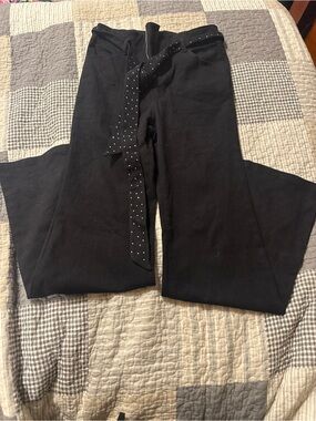 Flying Tomato Black Flare Jeans with Studded Tie